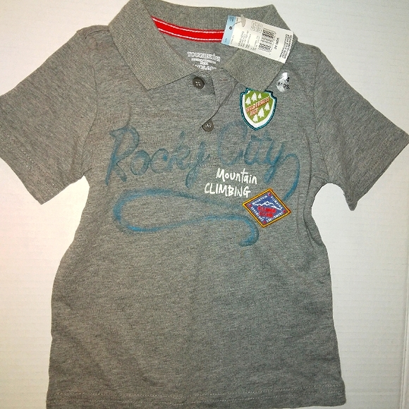 ☆NWT☆Toddler Boy "TOUGHSKINS" Short Sleeve Polo Shirt Mtn Climbing Theme 24m - Picture 2 of 10